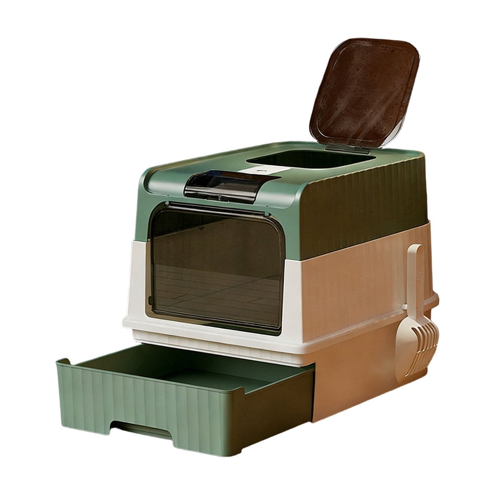 WLAGOOD Large Portable Foldable Cat Litter Box 19.3×13.8×14.6in Fully Enclosed Pan Detachable Drawer Odor Control Anti-Splashing Smooth Edge Spacious Entrance Indoor Cat Toilet