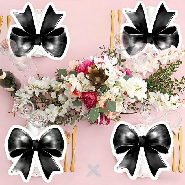 Servilletas de pajarita | 50 servilletas desechables para fiestas | Diseño de lazo | Colores rosa, azul y negro | Para baby showers, despedidas de soltera y fiestas de cumpleaños
