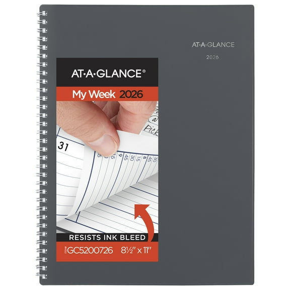 AT-A-GLANCE DayMinder 2026 Weekly Monthly Appointment Book Planner Gray Large 8