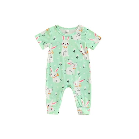 

Binpure Baby Boy Girls Summer Jumpsuit Easter Bunny Print Short Sleeve Romper