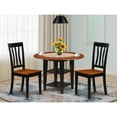 thumbnail image 2 of East West Furniture Sudbury 3-piece Dining Set with Wood Seat in Black/Cherry, 2 of 6