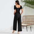 thumbnail image 4 of Women's Maternity Cutout Jumpsuits Short Sleeve Sweetheart Neck Casual High Waist Wide Leg Rompers, 4 of 5
