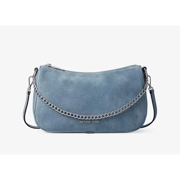 Michael Kors Carmela Medium Suede Convertible Crossbody Bag Denim