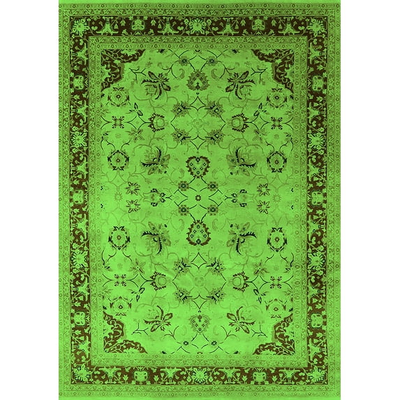 Ahgly Company Indoor Rectangle Oriental Green Traditional Area Rugs, 3' x 5'