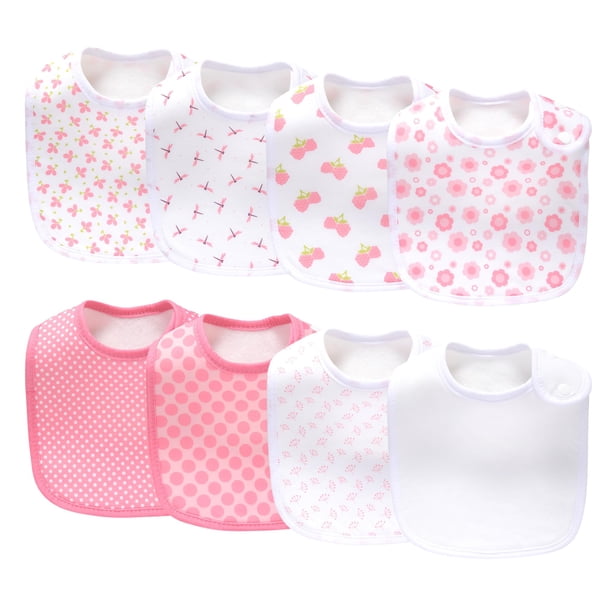 Paquete de 8 Baberos Ajustables Unisex para Bebé LazyRhino, Suaves y Absorbentes