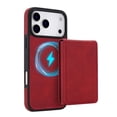 thumbnail image 2 of Leather For iPhone 17 Pro Max Case With  2-in-1 Pop-up Card Holder, Wallet Case For Women Men With RFID Blocking, Durable Leather Kickstand Magnetic Clasp Shockproof Phone Case,Red, 2 of 8