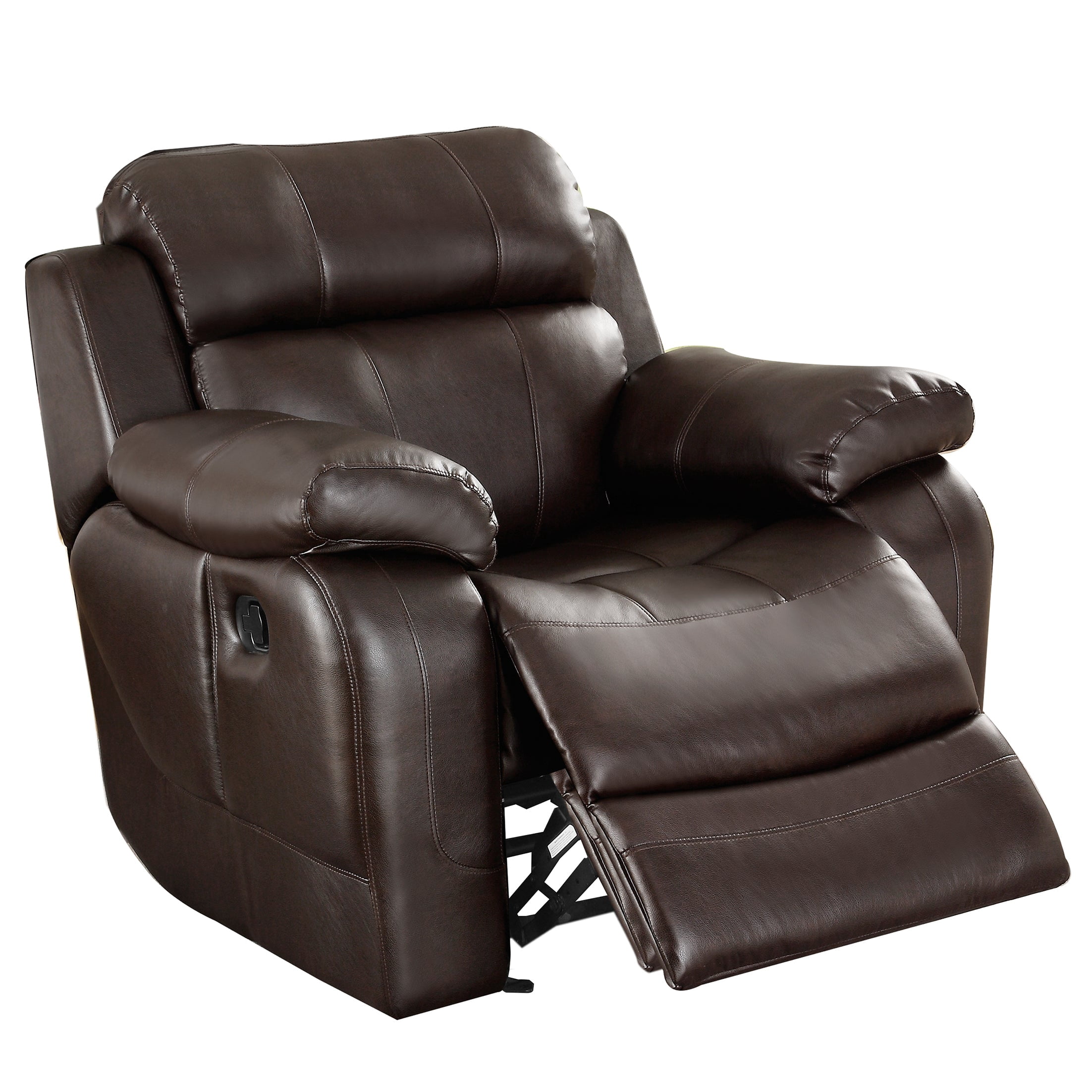 OakvillePark Holverson Faux Leather Upholstered Glider Reclining Chair, Brown