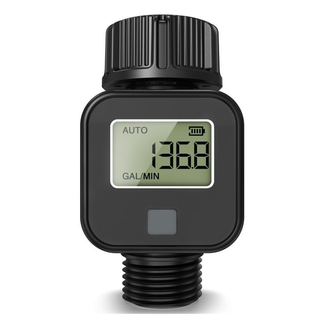 Digital Water Flow Meter Measure Water Consumption Flow Rate for Outdoor Garden Watering ,Easy to Set Up