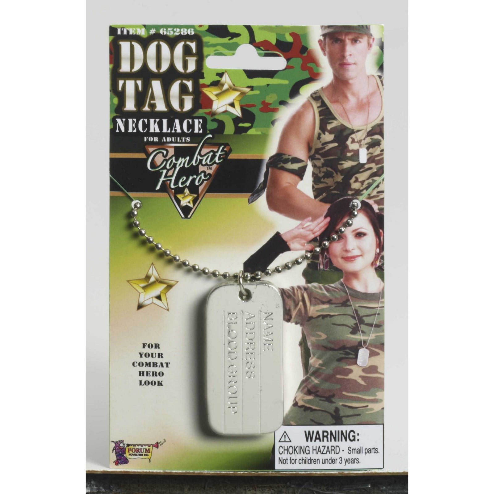 Dog Tag Necklace Army Fancy Dress Mens Military Uniform Costume Outfit Accessory 