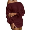 thumbnail image 2 of Sentmoon Casual Sweater Dress for Women Off Shoulder Holiday Dresses for Women Cold Shoulder Fashion Knitted Short Dresses,OverSized Trendy Women Clothing Wine S Fall Saving, 2 of 4