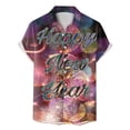 thumbnail image 1 of Camisas s Para Hombre De Vestir Camisa de solapa con botones estampada digital 3D para hombre de Año Nuevo y Festival de Primavera (Dark Blue, S), 1 of 4