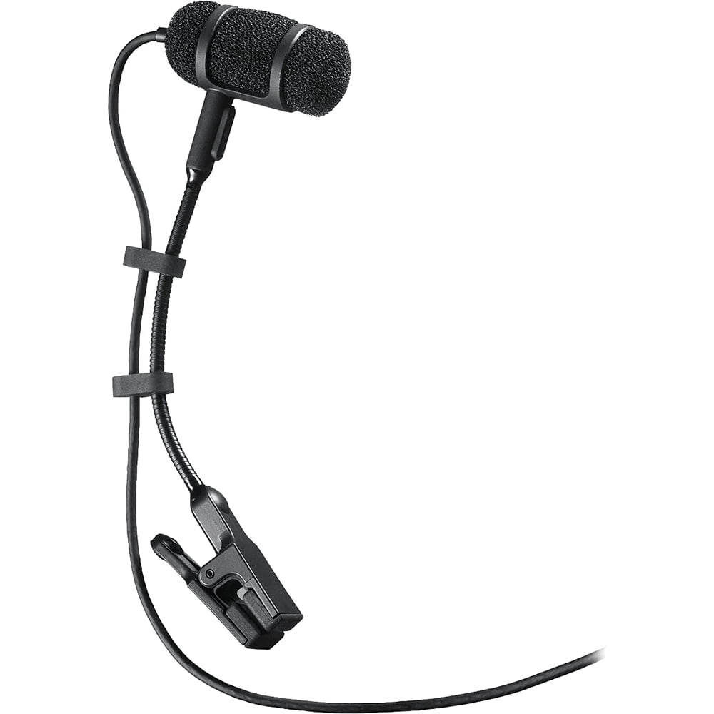 Audio-Technica Cardioid Condenser Clip-on Instrument Microphone PRO 35 Bundle with 2 YR CPS Extended Warranty, Deco Gear Adjustable Suspension Boom Scissor Arm Stand and OnStage 25ft XLR Cable