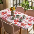 thumbnail image 3 of Valentine's Day Table Cloths for 4 Foot Rectangle Tables, Watercolor Love Heart Romantic Me You Patio Waterproof Elastic Fitted Tablecloths, Washable Rectangular Table Cover for Camping, 3 of 8