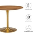 thumbnail image 5 of 40 Inch Dining Table, Walnut Gold, Wood, Metal, Mid Century Kitchen Cafe Bistro Hospitality Restaurant, Modern Contemporary HB34692, 5 of 7