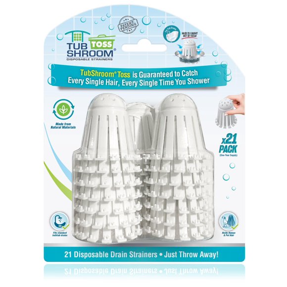 Coladores de desagüe TubShroom Toss, paquete de 21, recolector desechable de cabello