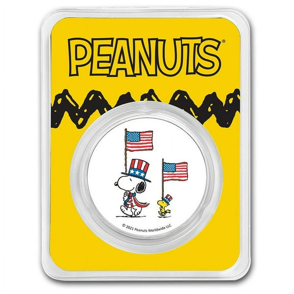 Peanuts® Patriotic Snoopy & Woodstock 1 oz Colorized Silver