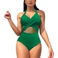 thumbnail image 1 of KIHOUT One Piece Swimsuit for Women Ladies Spring Fashion Solid Color Mesh Bikini Swimsuit, 1 of 5