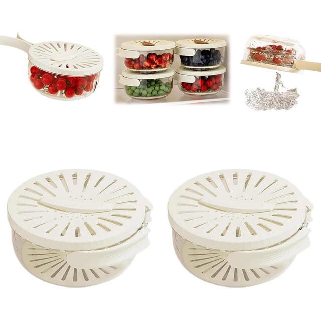 Nueva canasta de drenaje con tapa, canasta de drenaje multifunción 2 en 1 con asa plegable, tazón para lavar frutas y verduras con colador, centrifugador de ensalada, tazón de canasta coladora de coci