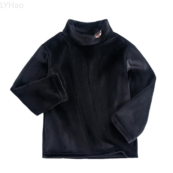 LYHao Kids Thermal Underwear Base Layer Top High Neck Warm Long Sleeve Shirt For Girls And Boys Winter Soft Breathable Fabric Sizes 4-5 Years(Black)
