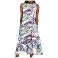 thumbnail image 2 of Wycnly Womens Dresses Beach Fashion Loose Pocket Swing Tunic Tank Sundress Fashion Floral Crewneck Sleeveless Long Summer Dress Purple XL, 2 of 5