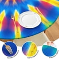thumbnail image 4 of Rainbow Tie Dye Mandala Pattern Round Fitted Tablecloth with Elastic Edge,Dining Table Cover Waterproof,Outdoor Round Tablecloth for Camping,Dining,Indoor and Outdoor, 4 of 7