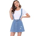 thumbnail image 1 of Minifalda Vaquera Allegra K de Tirantes con Botones de una Línea para Mujer Azul Deshilachado XS, 1 of 5