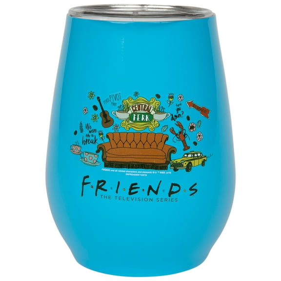 Friends TV Show Multi Doodle Icons 10oz Stainless Tumbler with Lid