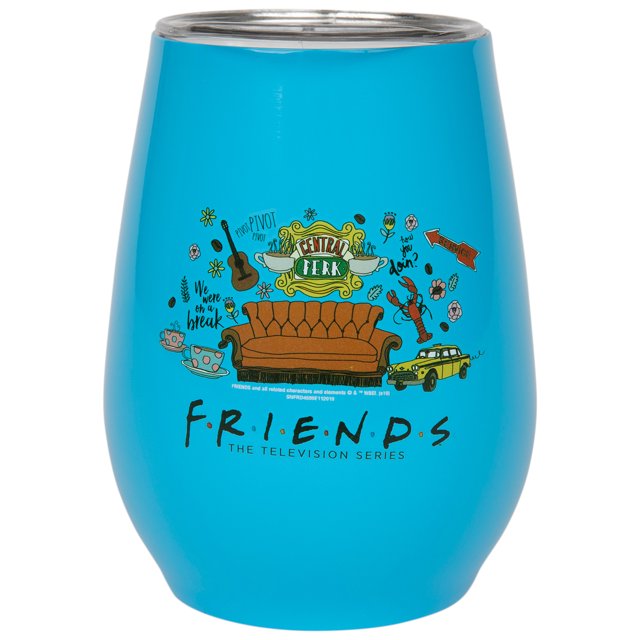 Friends TV Spectacle Gobelet en Acier Inoxydable 10 Oz à Multiples Icônes de Gribouillage avec Couvercle