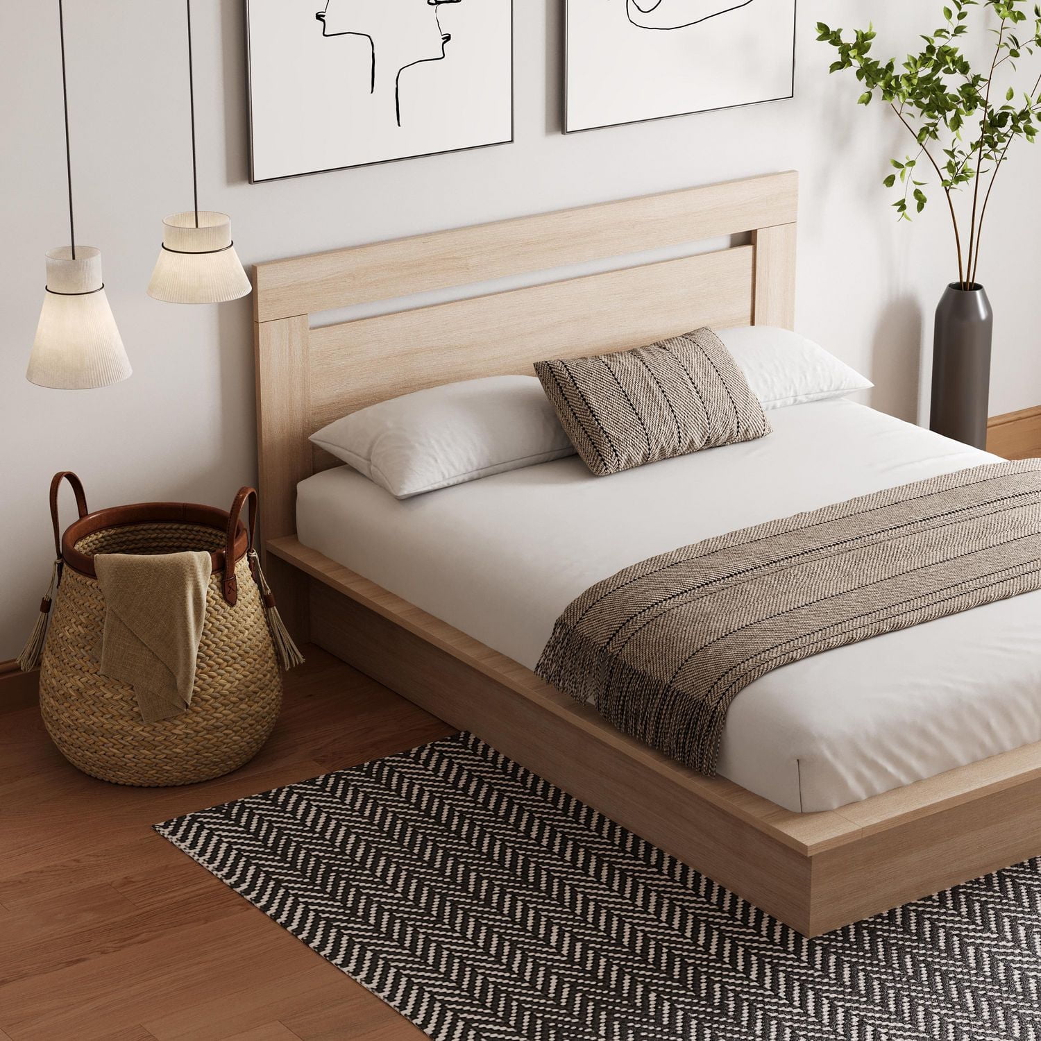 Nexera Malibu Platform Bed with Headboard