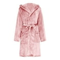thumbnail image 3 of WCJM Women's Robes Lightweight Plush Robes for Women with Warm Fleece Hooded Bathrobe Soft Long Spa Robe with Pockets Short Style Women Robes, 3 of 5