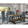thumbnail image 2 of East West Furniture V-Style 6-piece Wood Dining Set with Linen Seat in Black, 2 of 8
