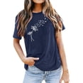 thumbnail image 1 of TSADFHJI Hauts de Noël Élégants pour Femmes Plus Mode Décontractée Impression de Mots Chemises Col Rond Manches Courtes Tee Tops Tunique Blouse S Marine, 1 of 5