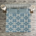 thumbnail image 3 of Ambesonne Mandala Quilted Bedspread Set 3 Pcs, Repeating Form, King Size, Reseda Green Pale Blue, 3 of 3