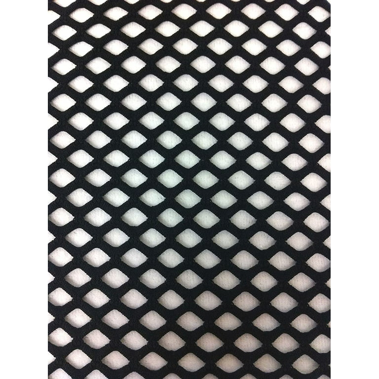 Big Hole Diamond Mesh On Stretch Polyester Spandex Fabric by The Yard (Black)