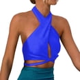 thumbnail image 1 of MIASHUI Débardeurs Aguichant pour Femmes Sans Manches Col Licou Dos Nu, Bleu, G, 1 of 5