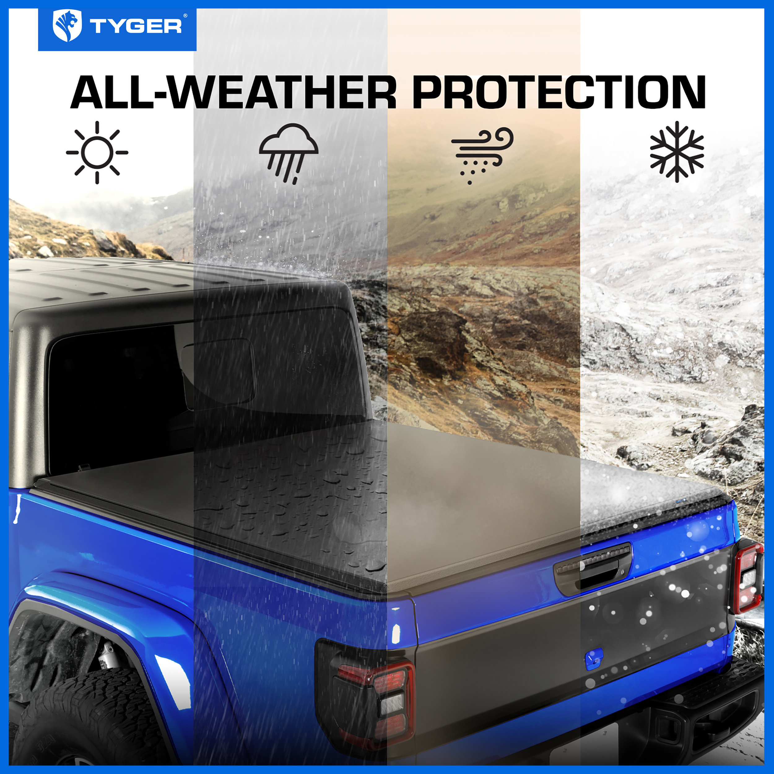 Tyger Auto T3 Soft Tri-fold Truck Bed Tonneau Cover Compatible with 2020-2025 Jeep Gladiator JT | 5' (60") Bed | TG-BC3J1060