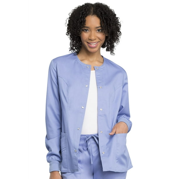 Cherokee Cherokee Luxe Women Scrubs Warm Up Jacket Snap Front, Plus