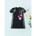 thumbnail image 2 of Nituyy Robe pour Petites Filles, Motif Cœur Manches Courtes Col Rond en Cuir PU Robe une Pièce, 2 of 8