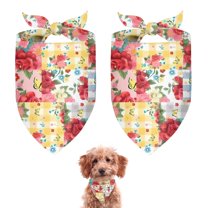 Dog Bandana 2 Pack,Pioneer Flower Floral Print Pattern Bandanas for Dogs,Cat Bandana,Small/ Large Dog Bandana 2 Size,Dog Bandanas