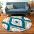 thumbnail image 3 of Well Woven Moira Blue Geometric Trellis Thick Soft Plush 3D Textured Shag Area Rug, 3 of 3
