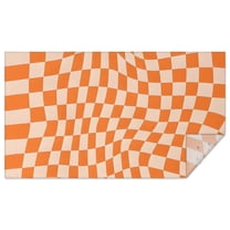 Orange and White Wavy Checkerboard Pattern Rectangle Tablecloth 60"x102",Waterproof Polyester Rectangle Table Cloth, Wipeable Spillproof Polyester Tablecloth for Dining, Camping, Indoor and Outdoor