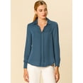 thumbnail image 3 of Camisa de trabajo de manga larga con blusa elegante con cuello en V de oficina para mujer gris azul XL INSPIRE CHIC Camisa, 3 of 6