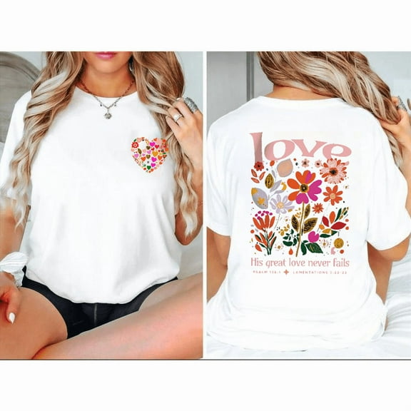 Gods Love Tee Christian T-Shirt Top Fashion Short Sleeve Round Neck Soft Cotton Comfort Fit Colors White S-5XL