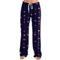 thumbnail image 4 of Hearthz Valentines Pajama Pants for Women Love Heart Graphic Womens Pajama Pants Drawstring Wide Leg Holidays Sleeping Pants Women, 4 of 7