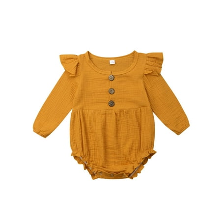 

Hirigin Baby Girls Romper Long Sleeve Round Neck Vintage Ruffles Outfits