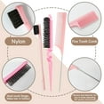 thumbnail image 3 of 6Pcs Slick Back Hair Brush Gel Hair Brush Hair Brush Edge Comb Slick Brush Set Hair Comb Rat Tail Soft Bristle Hair Brush for Women Children's Hair (Black, Pink), 3 of 5