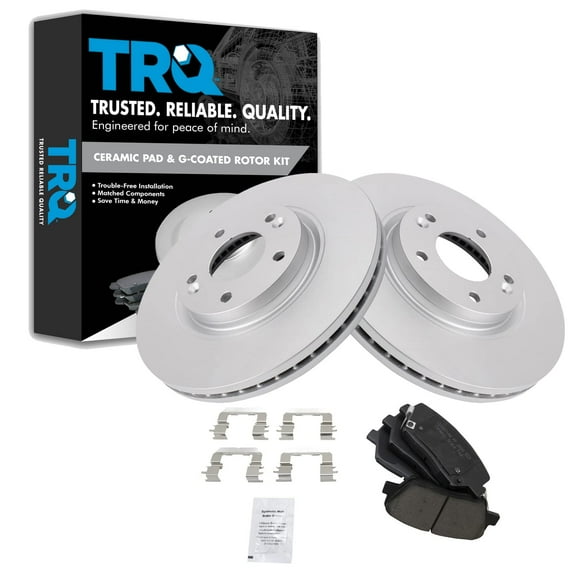 TRQ Front Brake Pad & Rotor Kit Brake Pads Brake Rotor Ceramic Premium G-Coated Fits Select 2010-2012 Hyundai Santa Fe 2011-2013 Kia Sorento
