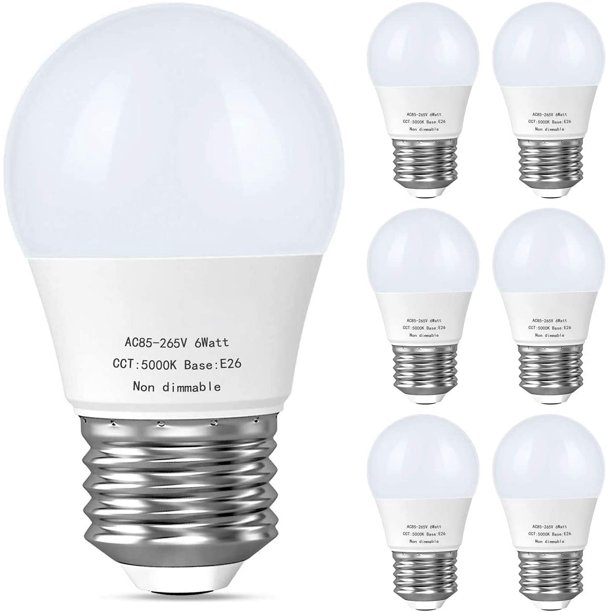 6w A15 Led Bulb Daylight E26 60 Watt Equivalent 5000k Shape Appliance Light Small For Refrigerator Home Lighting Decorative Ceiling Fan Bulbs Non Dimmable 6 Pack 6w A15 Led Bulb Daylight E26, Small Ceiling Fan Led Light Bulbs
