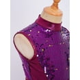 thumbnail image 5 of Hansber Kids Girls Sequin Sleeveless Mock Neck Liturgical Worship Praise Dance Dress Tunic Ballet Lyrical Dancewear Purple 10, 5 of 7