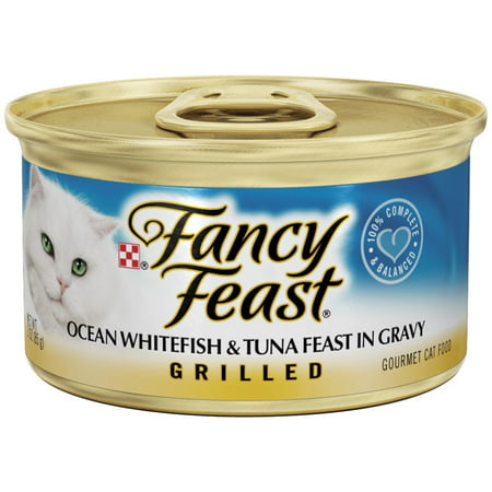 (24 Pack) Fancy Feast Grilled Ocean Whitefish & Tuna Feast in Gravy Wet Cat Food, 3 oz.